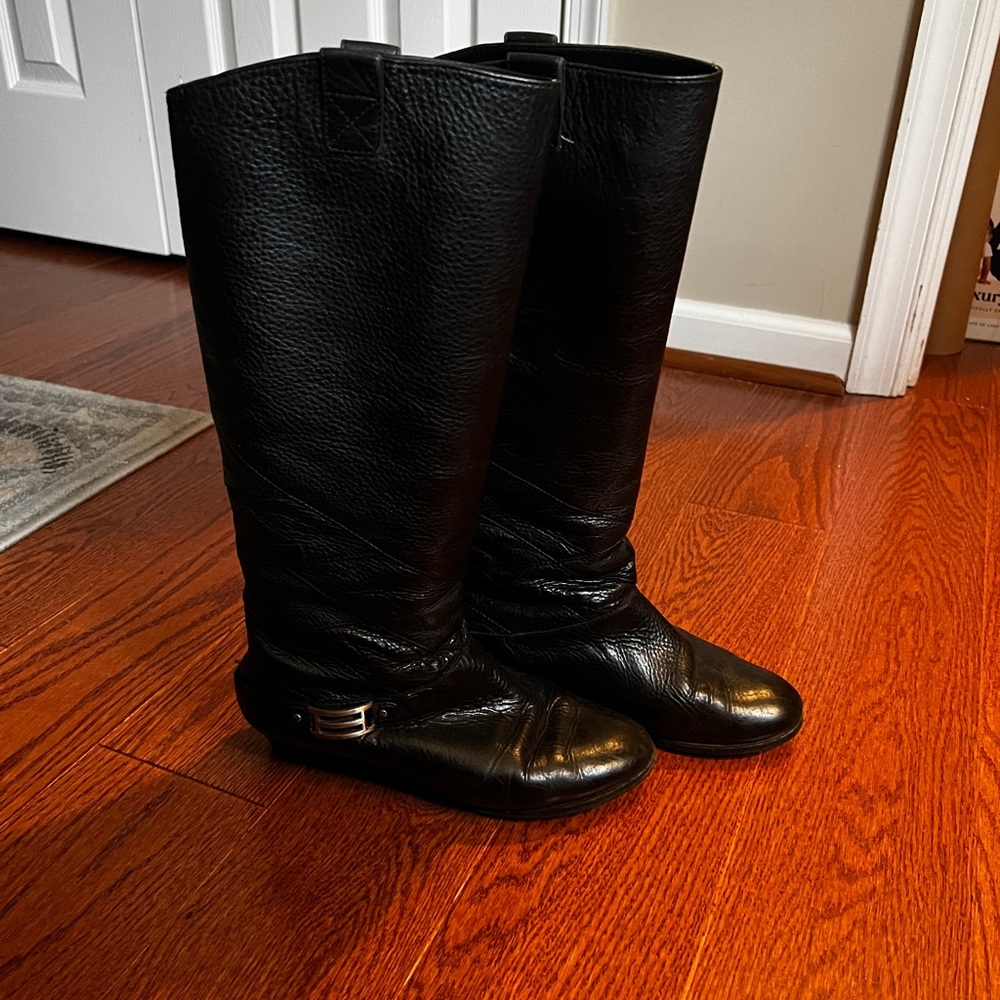 Black Leather Knee-High Boots